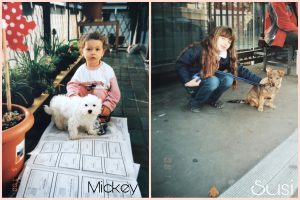 Petra Deues als Kind mit Hunden
